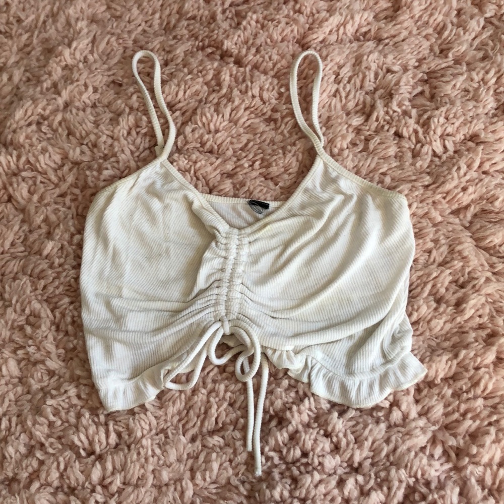 White Adjustable Drawstring Tank Top
